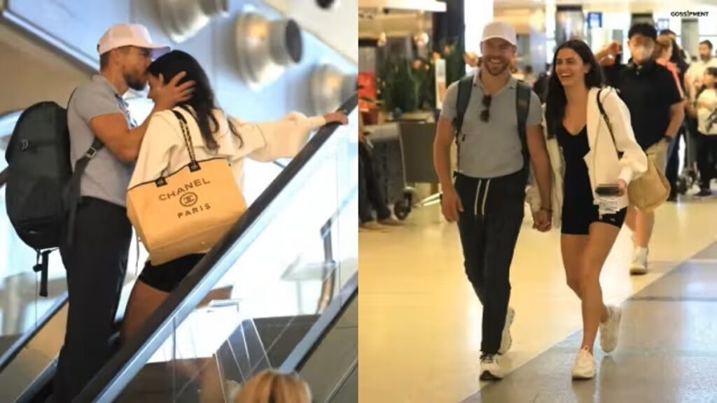 Derek Hough and Hayley Erbert Share Sweet Kisses at LAX After Secret Wedding
