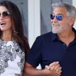Amal and George Clooney Coordinate Their Looks in Blue and White for Venice Arrival