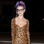 Kelly Osbourne makes a stylish return to the spotlight in a leopard-print dress.