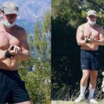 Jeremy Allen White shows off his chiseled physique after a workout.