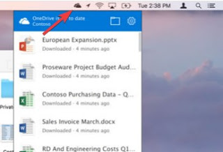 MacのOneDriveアイコン Mac上のOneDrive