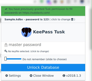 KeePassタスク TuskKeePassエクステンション