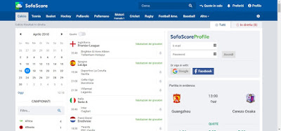 SofaScore SofaScoreのWebサイト
