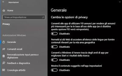 Windows10のプライバシーオプション