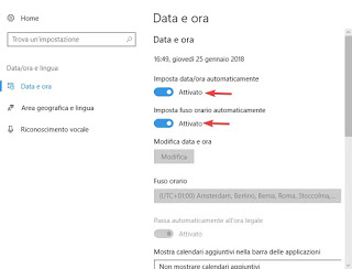 日付/時刻を自動的に設定する Windows 10