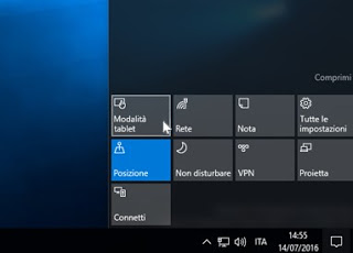 タブレットの通知領域 通知領域