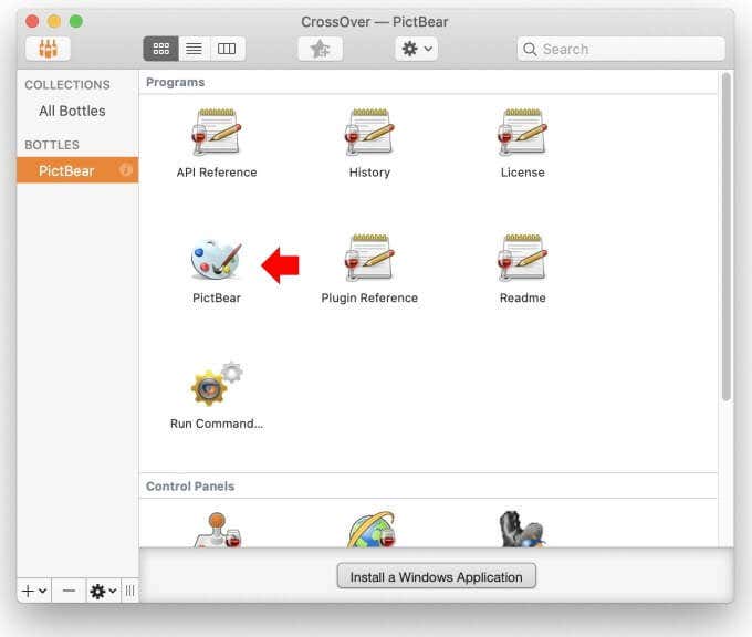 CrossOver Mac の PictBear アプリ