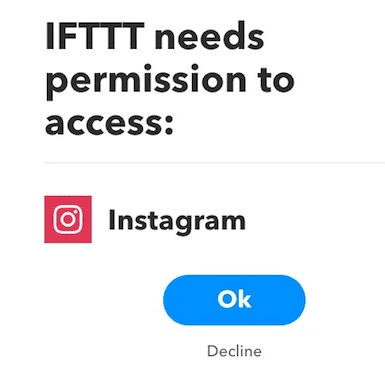 InstagramでIFTTを承認する