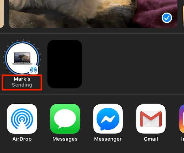 AirDrop 経由でファイルを送信