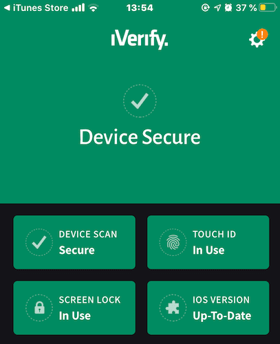iVerify ホーム画面
