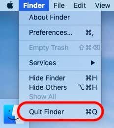 メニュー ウィンドウの[Finder を終了]オプション