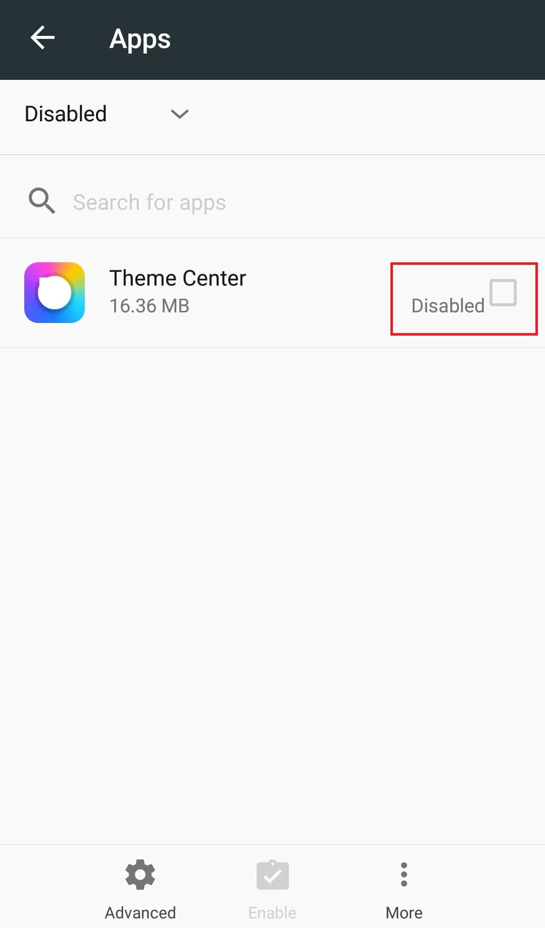 ボックスが無効になりました。 Androidでアプリを表示する方法