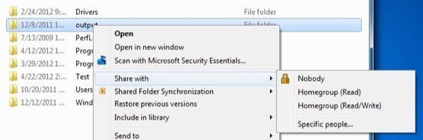 Windows 7 と共有する