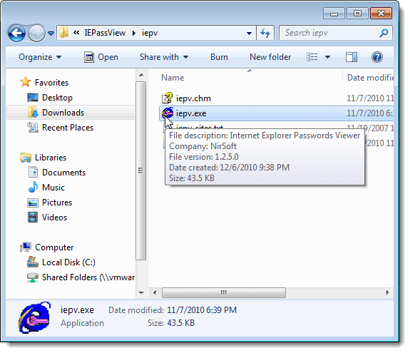 IE PassView 実行ファイル
