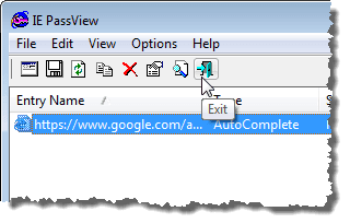 IE PassView を閉じる