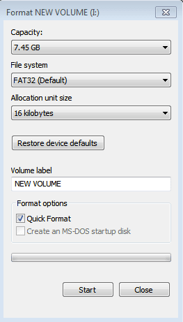 USBフォーマットツール