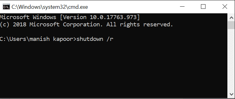 コマンドプロンプトを使用してWindows 10を再起動します