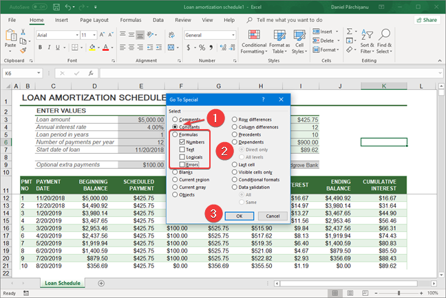 Microsoft Excel で数値のみを選択する