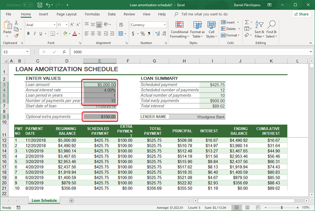 Microsoft Excel で選択した数字のみを含むスプレッドシート