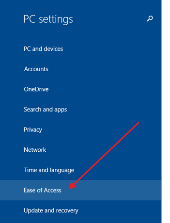 Windows 8.1、ナレーター、PC 設定、タッチ デバイス