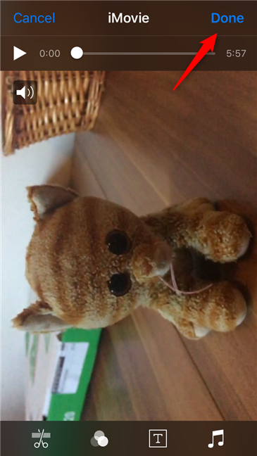 [完了]をタップしてビデオの回転を終了します