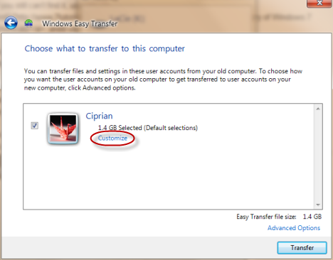 簡単な Windows 転送