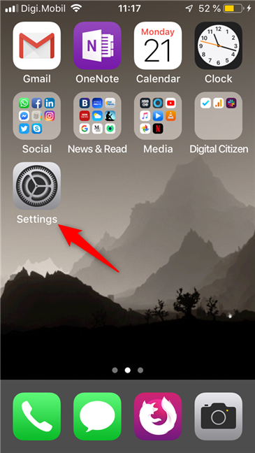 iOS ホーム画面の設定アイコン