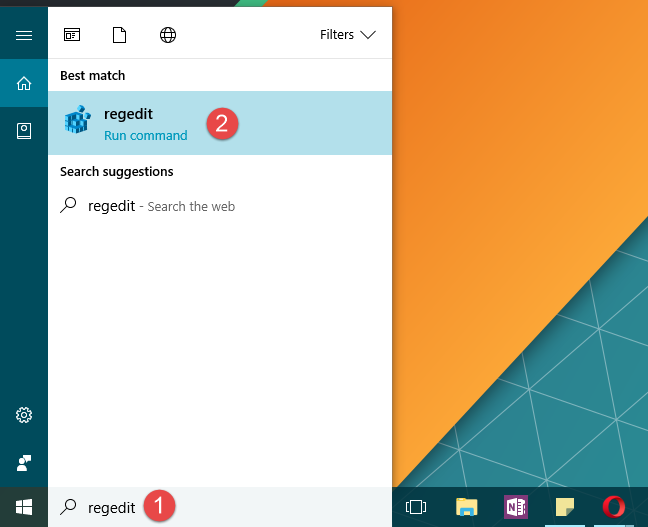 Windows 10、レジストリ エディター、アドレス バー