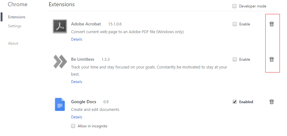 不要な Chrome 拡張機能を削除する / Chrome の ERR_NAME_NOT_RESOLVED を修正する