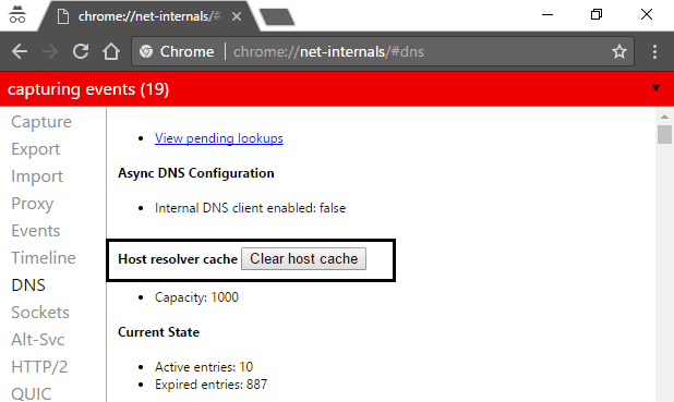[ホスト キャッシュをクリア]をクリックし、Chrome で ERR_NAME_NOT_RESOLVED を修正します。