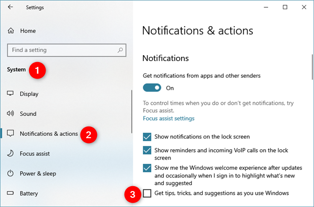 Windows の使用中にヒント、コツ、提案を入手する