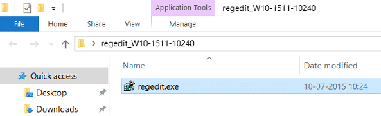 解凍したフォルダーの regedit.exe を Windows フォルダーに置き換えます。