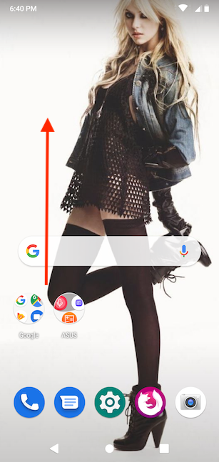 ホーム画面から上にスワイプしてすべてのアプリを開きます