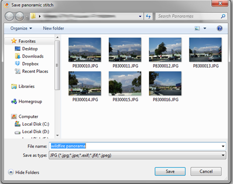 Windows フォト ギャラリー、パノラマ、画像