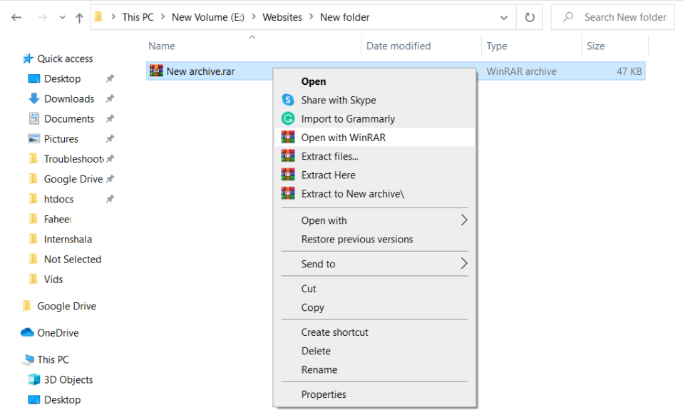 Windows 10でRARファイルを開く方法