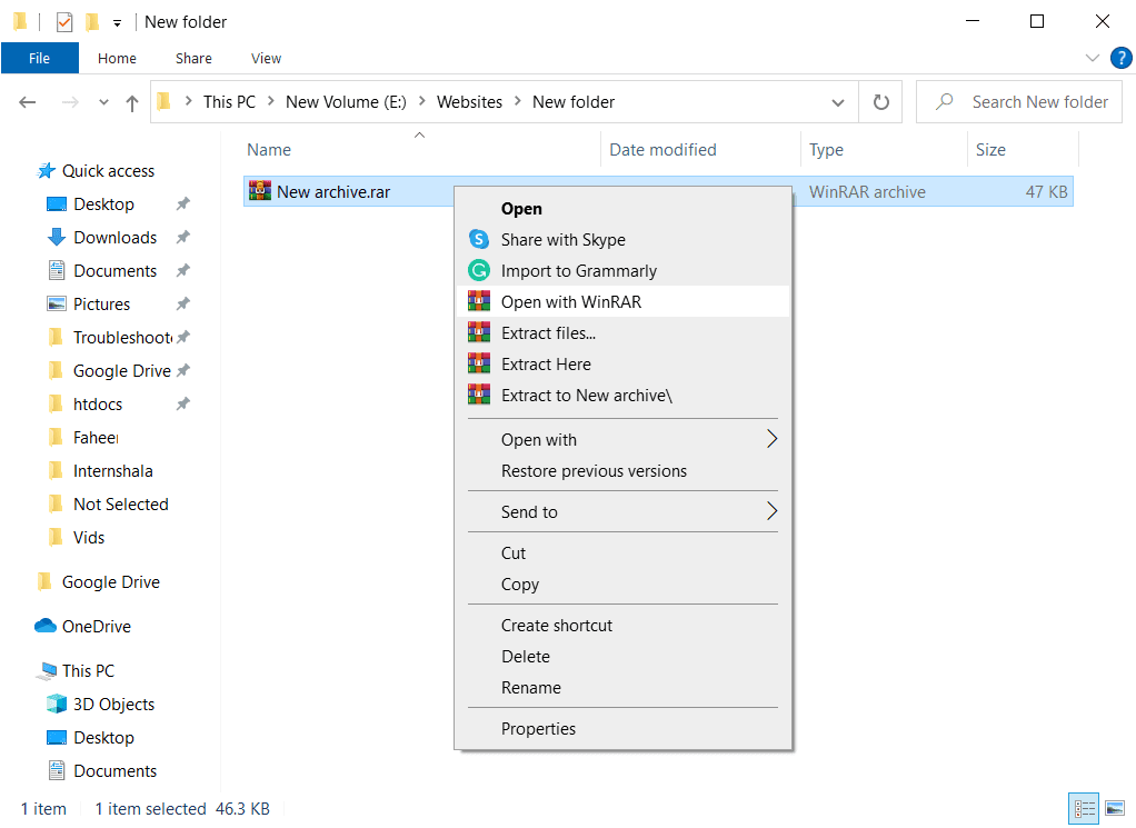 Windows 10でRARファイルを開く方法