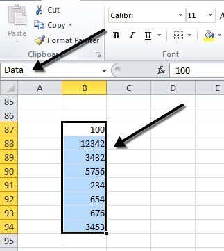 Excel の名前付き範囲
