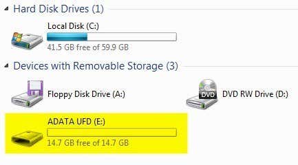 USB ドライブのアイコン