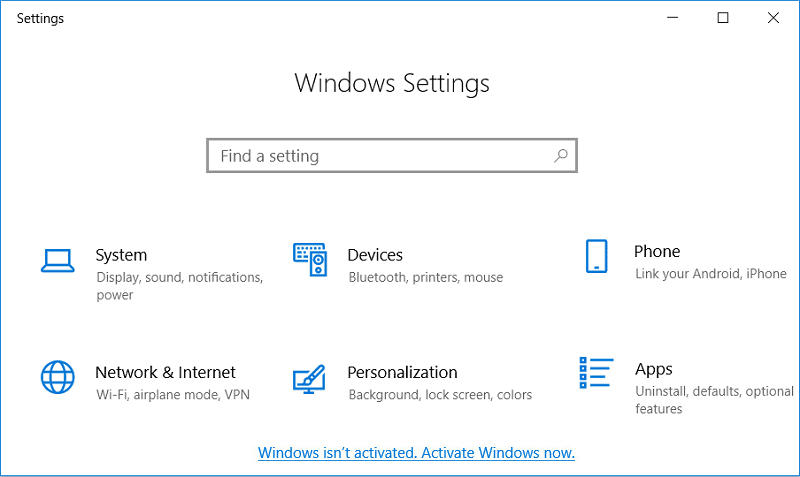 [Windows がアクティブ化されていません]をクリックします。  Windows を今すぐライセンス認証する