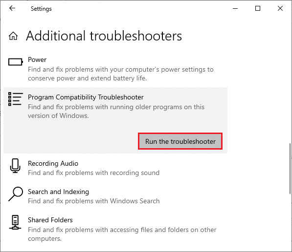 トラブルシューティング ツールの実行をクリックします