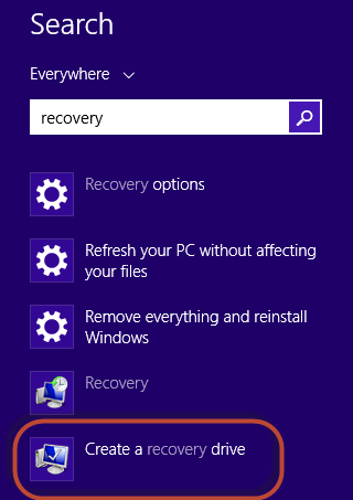 システム リカバリ、USB メモリ、フラッシュ ドライブ、リカバリ メディア クリエータ、Windows 8、Windows 8.1