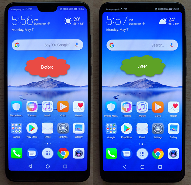 android、スマートフォン、ノッチ