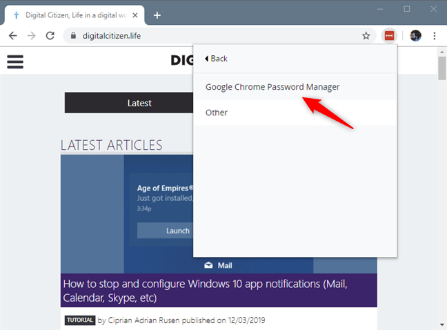 Google Chrome Password Manager からパスワードをインポートすることを選択します