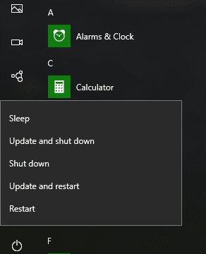 更新プログラムをインストールせずに Windows 10 を閉じる