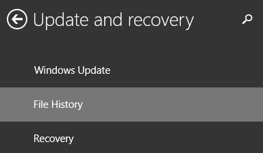 Windows 8.1、データバックアップ、ファイル履歴、電源オン、PC 設定