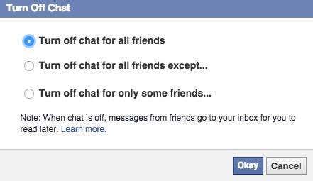 フェイスブック チャットをオフにする