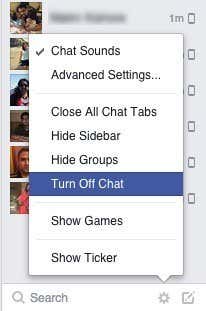 Facebookチャットを無効にする