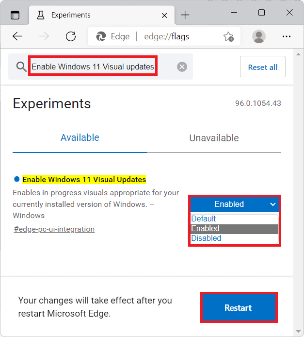 Microsoft Edge の実​​験的なタブ