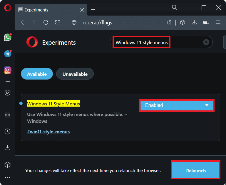 Opera ウェブブラウザの実験ページ