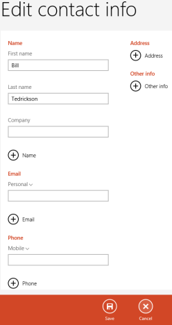Windows 8 - People アプリに新しい連絡先を追加する